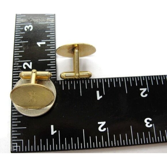 "R" Initial Vintage 12K Gold Filled Cufflinks Vintage Brushed Finish - Picture 8 of 16